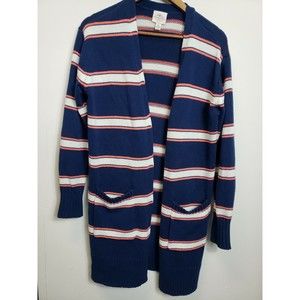 St. john's bay blended Navy stripe women's long sleeve open cardigan sweater Sm